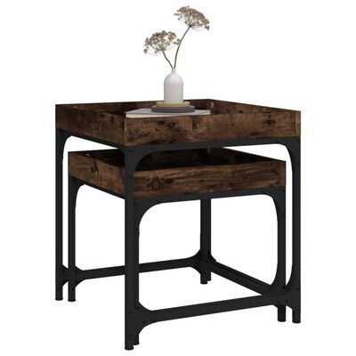 vidaXL Side Tables 2 pcs Smoked Oak Engineered Wood