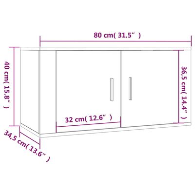 vidaXL Wall-mounted TV Cabinets 3 pcs Smoked Oak 80x34.5x40 cm