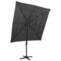 vidaXL 4-Tier Garden Parasol with Aluminium Pole Anthracite 250x250 cm