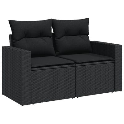 vidaXL 5 Piece Garden Sofa Set with Cushions Black Poly Rattan