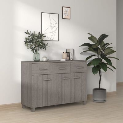 vidaXL Sideboard HAMAR Light Grey 113x40x80 cm Solid Wood Pine