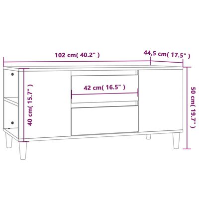 vidaXL TV Cabinet Grey Sonoma 102x44.5x50 cm Engineered Wood