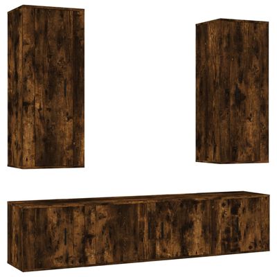 vidaXL 5 Piece TV Cabinet Set Smoked Oak Engineered Wood