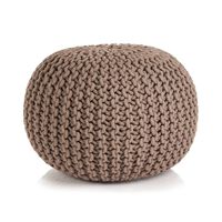 vidaXL Hand-Knitted Pouffe Cotton 50x35 cm Brown