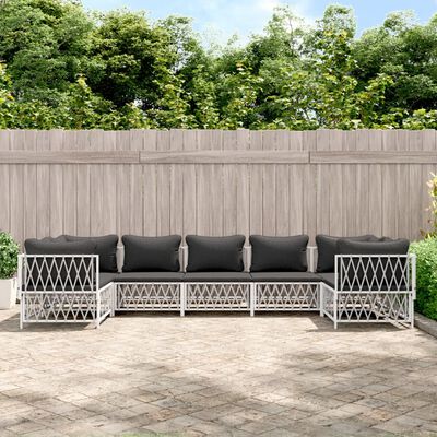 vidaXL 7 Piece Garden Lounge Set with Cushions White Steel