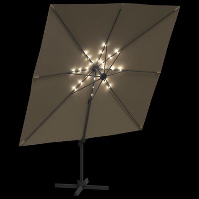 vidaXL LED Cantilever Garden Parasol Taupe 400x300 cm