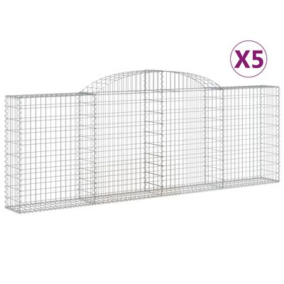 vidaXL Arched Gabion Baskets 5 pcs 300x30x100/120 cm Galvanised Iron