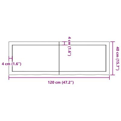 vidaXL Bathroom Countertop Light Brown 120x40x(2-4)cm Treated Solid Wood