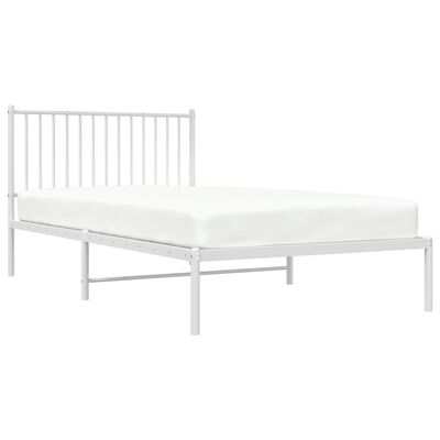 vidaXL Metal Bed Frame without Mattress with Headboard White 107x203 cm