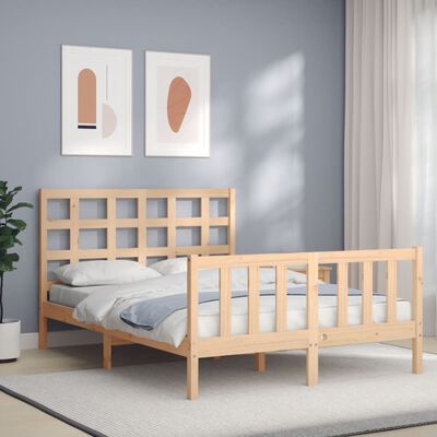 vidaXL Bed Frame without Mattress Double Solid Wood Pine