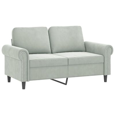 vidaXL 2 Piece Sofa Set with Cushions Light Grey Velvet