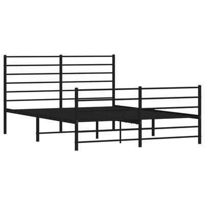 vidaXL Metal Bed Frame without Mattress with Footboard Black 135x190 cm Double