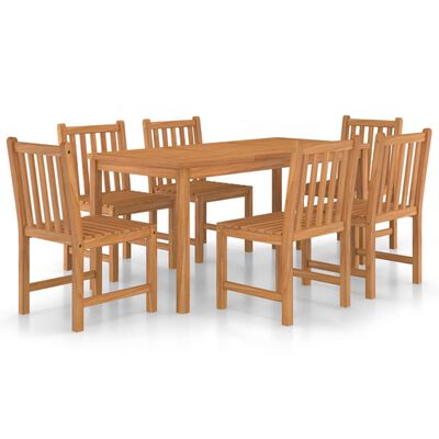 vidaXL 7 Piece Garden Dining Set Solid Teak Wood