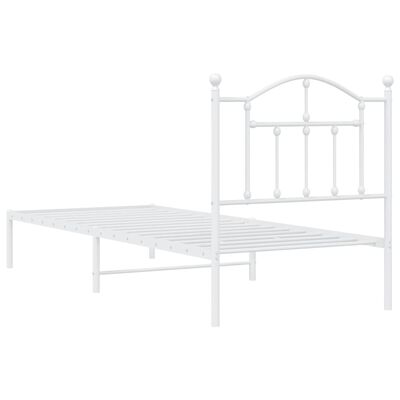 vidaXL Metal Bed Frame without Mattress with Headboard White 90x190 cm Single