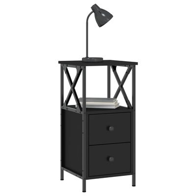 vidaXL Bedside Cabinet Black 34x35.5x70 cm Engineered Wood