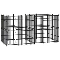 vidaXL Outdoor Dog Kennel Steel 7.37 m²