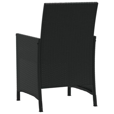 vidaXL 3 Piece Bistro Set with Cushions Black Poly Rattan