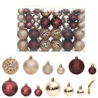 vidaXL Christmas Baubles 100 pcs Champagne and Brown 3 / 4 / 6 cm