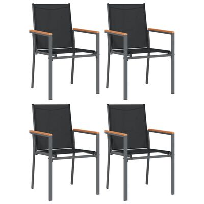 vidaXL Garden Chairs 4 pcs Black 55x61.5x90 cm Textilene and Steel