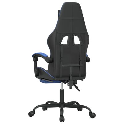 vidaXL Swivel Gaming Chair with Footrest Black&Blue Faux Leather