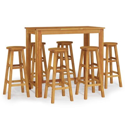 vidaXL 7 Piece Garden Bar Set Solid Wood Acacia