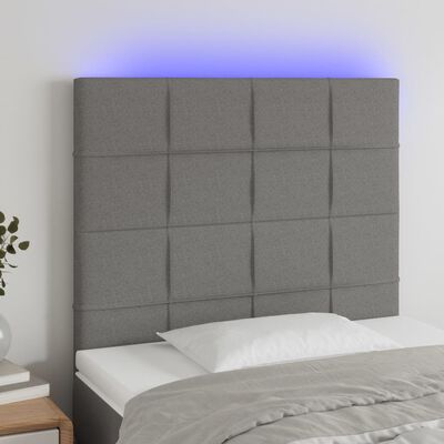 vidaXL LED Headboard Dark Grey 100 cm Fabric