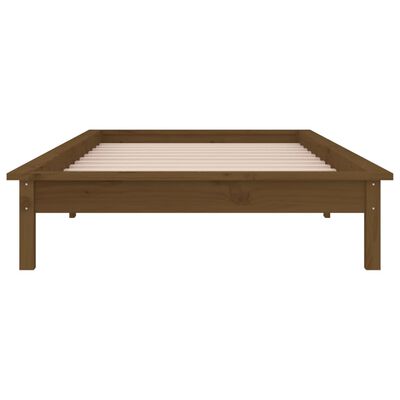 vidaXL LED Bed Frame without Mattress Honey Brown 90x190 cm Single Solid Wood