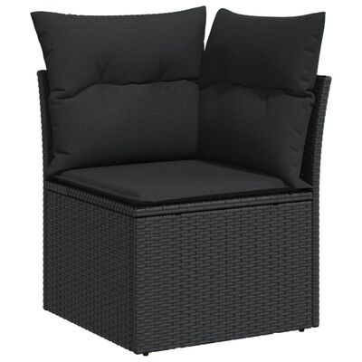 vidaXL 9 Piece Garden Sofa Set with Cushions Black Poly Rattan