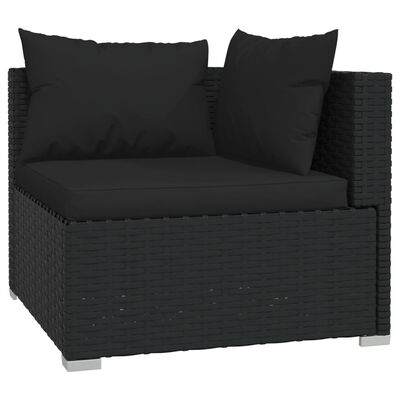 vidaXL 11 Piece Garden Lounge Set with Cushions Black Poly Rattan