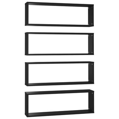 vidaXL Wall Cube Shelf 4 pcs Black 80x15x26.5 cm Engineered Wood