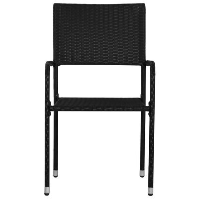 vidaXL 3 Piece Garden Dining Set Black Poly Rattan and Steel