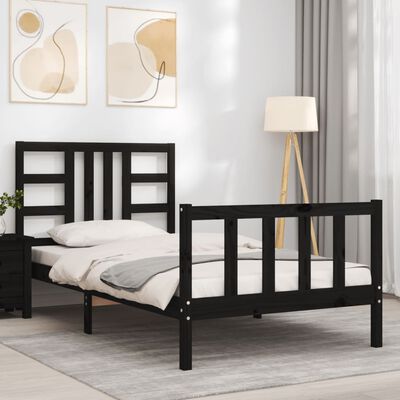 vidaXL Bed Frame without Mattress Black 90x190 cm Single Solid Wood Pine