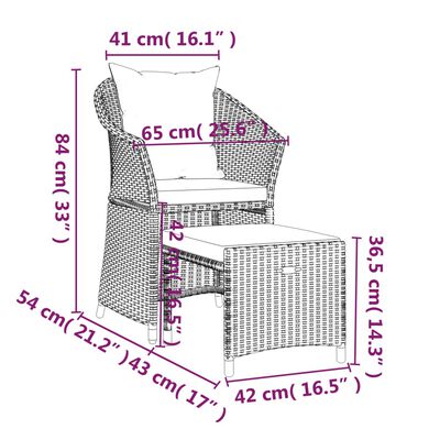 vidaXL 2 Piece Garden Lounge Set with Cushions Grey Poly Rattan