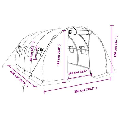 vidaXL Greenhouse with Steel Frame Green 12 m² 4x3x2 m