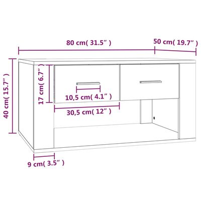 vidaXL Coffee Table Brown Oak 80x50x40 cm Engineered Wood