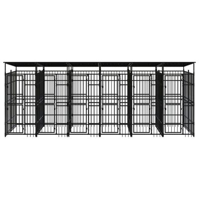 vidaXL Outdoor Dog Kennel with Roof Steel 11.06 m²