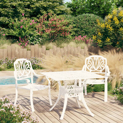 vidaXL 3 Piece Bistro Set Cast Aluminium White