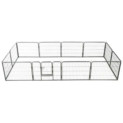 vidaXL Dog Playpen 12 Panels Steel 80x60 cm Black