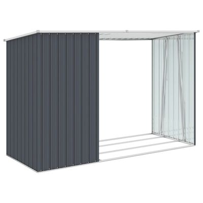 vidaXL Garden Firewood Shed Anthracite 245x98x159 cm Galvanised Steel