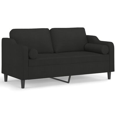 vidaXL 2-Seater Sofa with Throw Pillows Black 140 cm Fabric