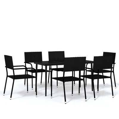 vidaXL 7 Piece Garden Dining Set Black