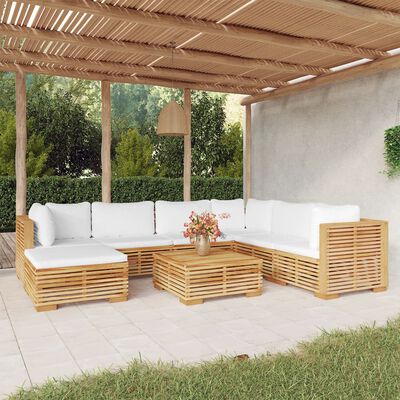 vidaXL 8 Piece Garden Lounge Set with Cushions Solid Teak Wood