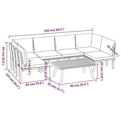 vidaXL 7 Piece Garden Lounge Set with Cushions Solid Wood Acacia