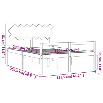 vidaXL Senior Bed without Mattress King Size Solid Wood