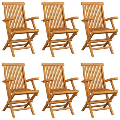 vidaXL Garden Chairs with Cream White Cushions 6 pcs Solid Teak Wood