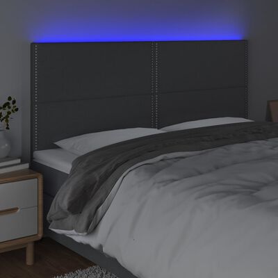 vidaXL LED Headboard Dark Grey 160 cm Fabric