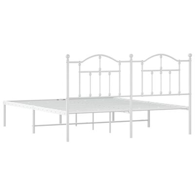 vidaXL Metal Bed Frame without Mattress with Headboard White 180x200 cm Super King