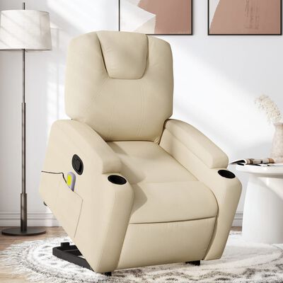 vidaXL Stand up Massage Recliner Chair Cream Fabric