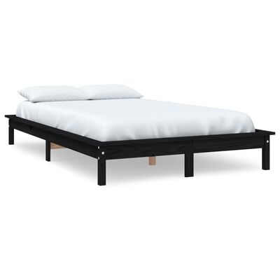 vidaXL Bed Frame Black 150x200 cm King Size Solid Wood Pine