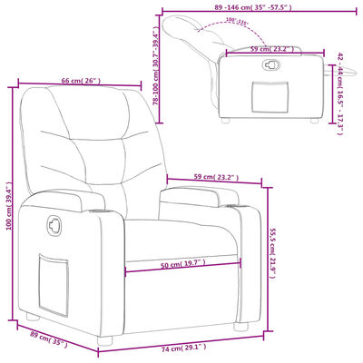 vidaXL Recliner Chair Dark Grey Fabric